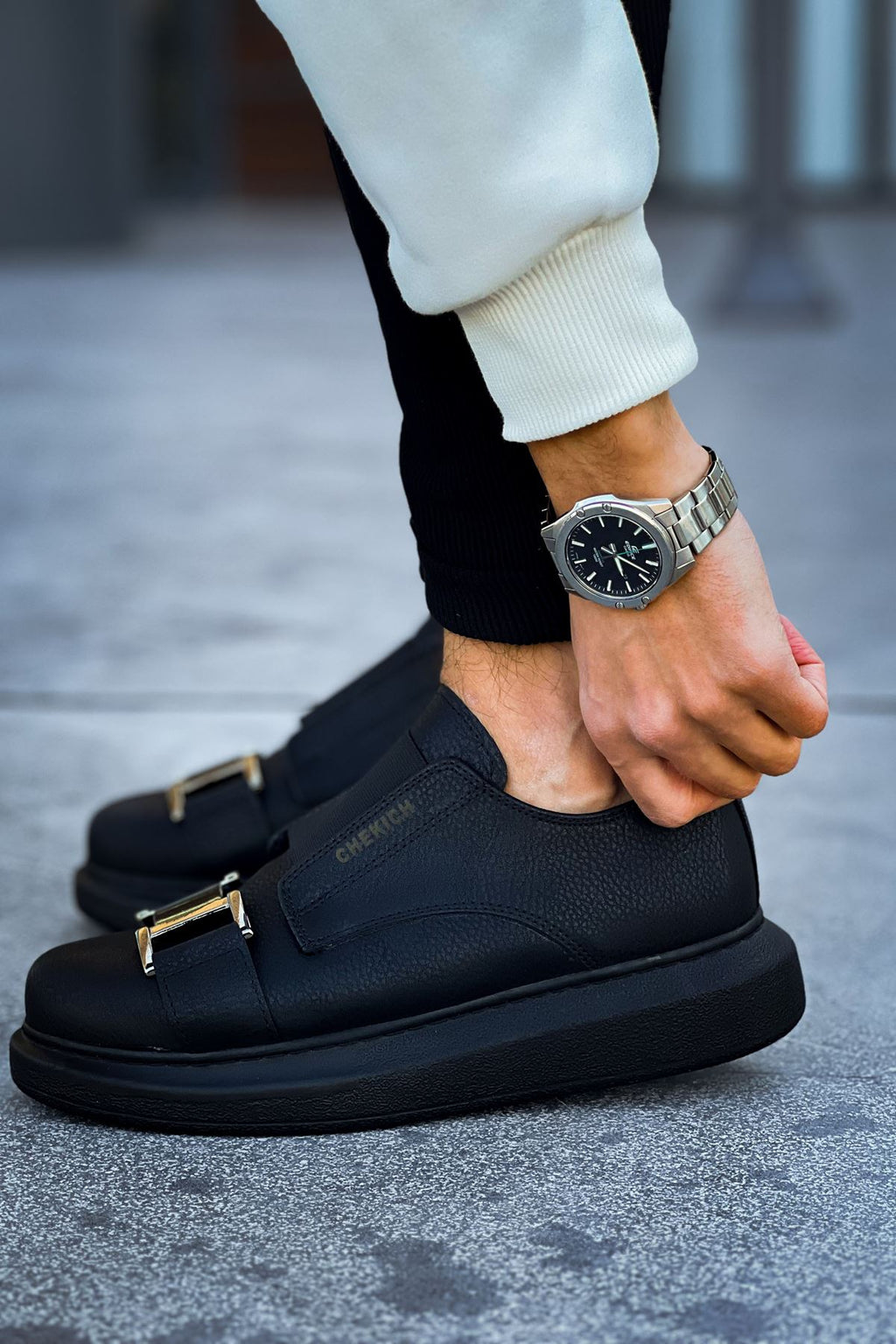 ZRC297 Premium Erkek Lastikli Günlük Ayakkabı Siyah