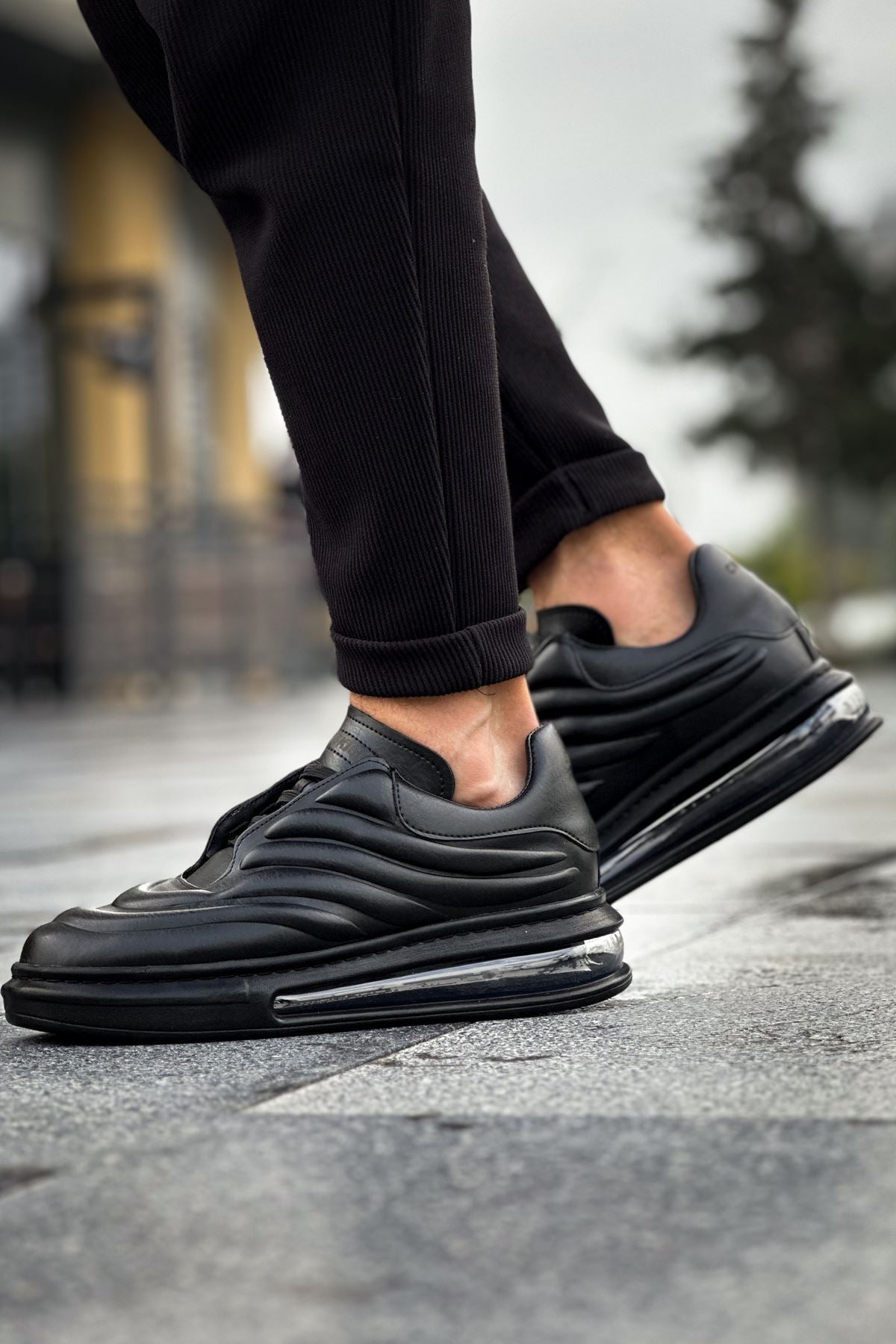 Sollıevo RX Şeffaf Taban Bağcıklı Erkek Sneaker Siyah