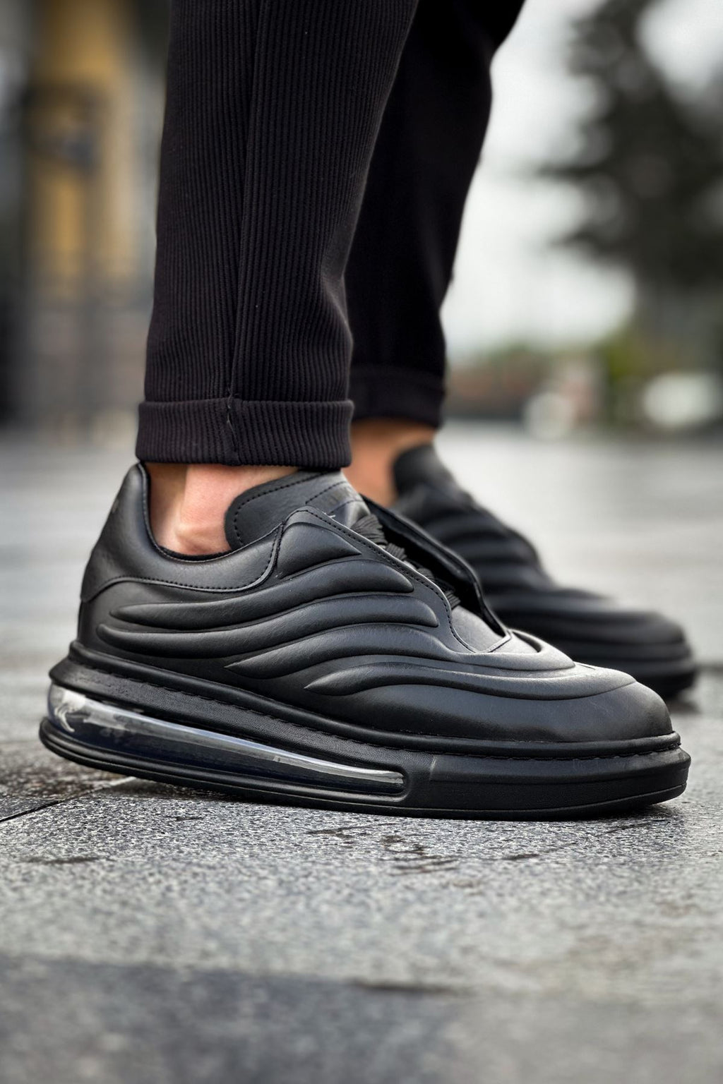 Sollıevo RX Şeffaf Taban Bağcıklı Erkek Sneaker Siyah