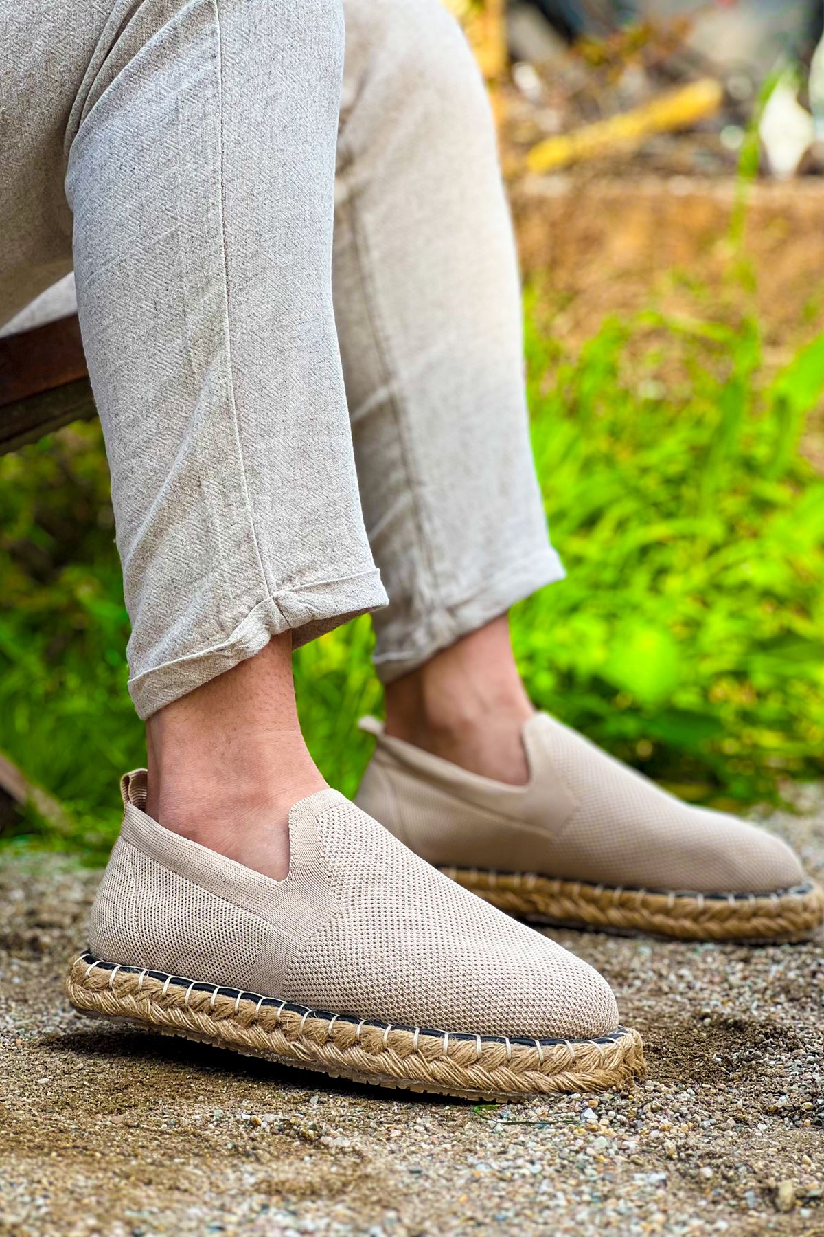 Madrid Premium Triko Erkek Espadril Bej