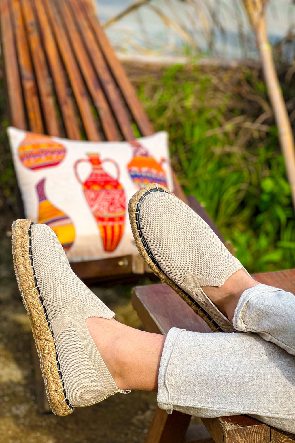 Madrid Premium Triko Erkek Espadril Bej