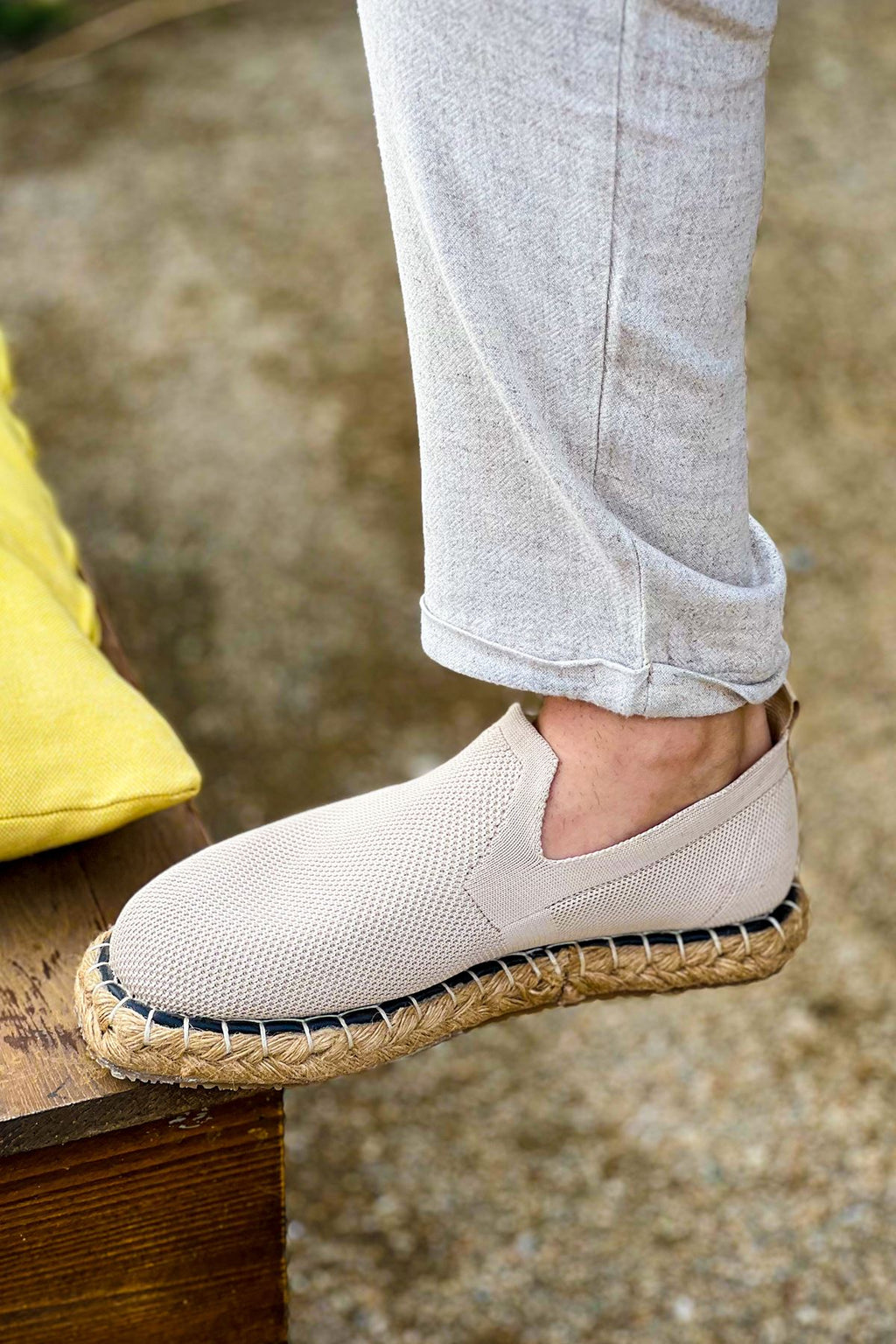 Madrid Premium Triko Erkek Espadril Bej