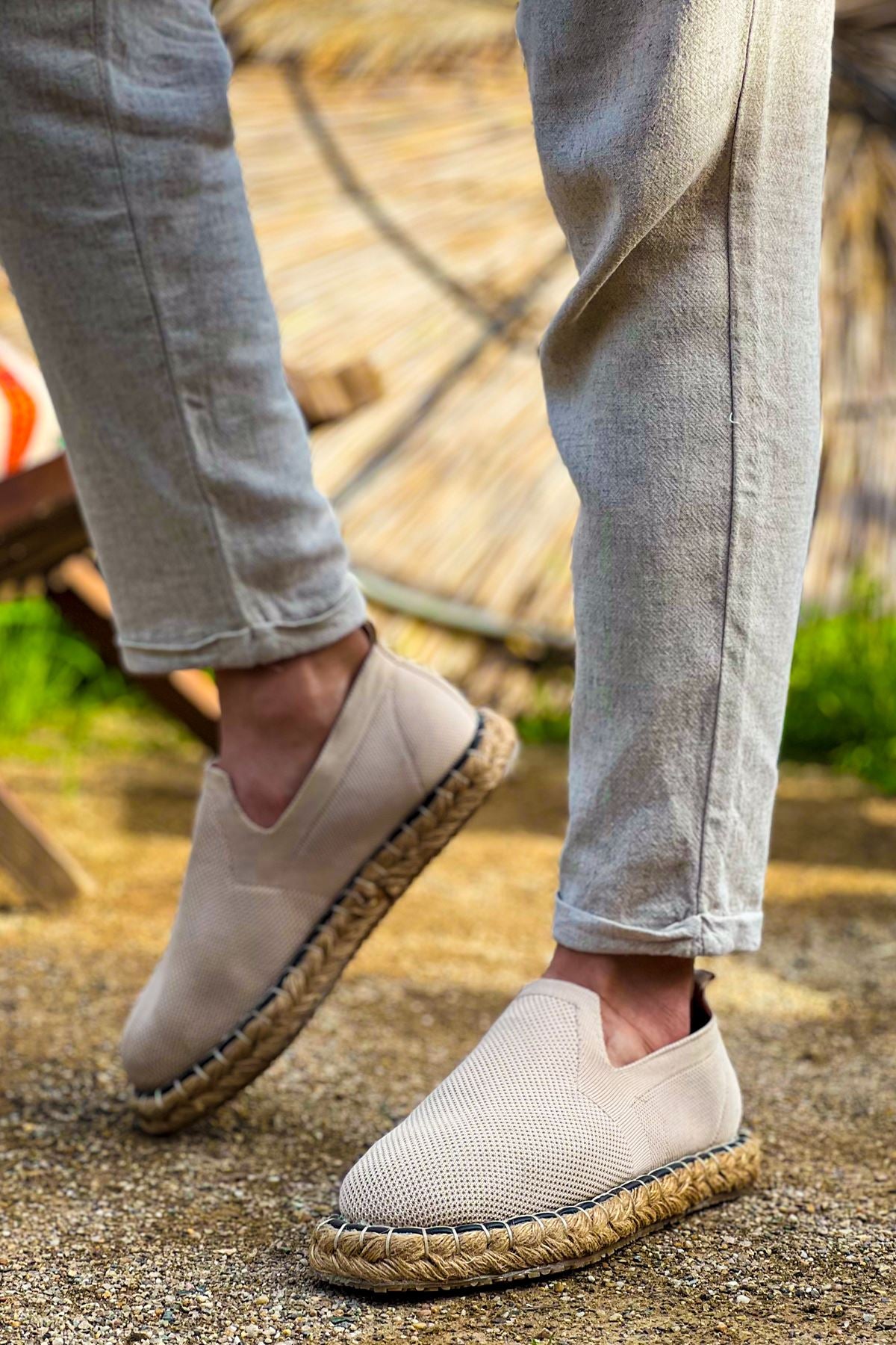 Madrid Premium Triko Erkek Espadril Bej