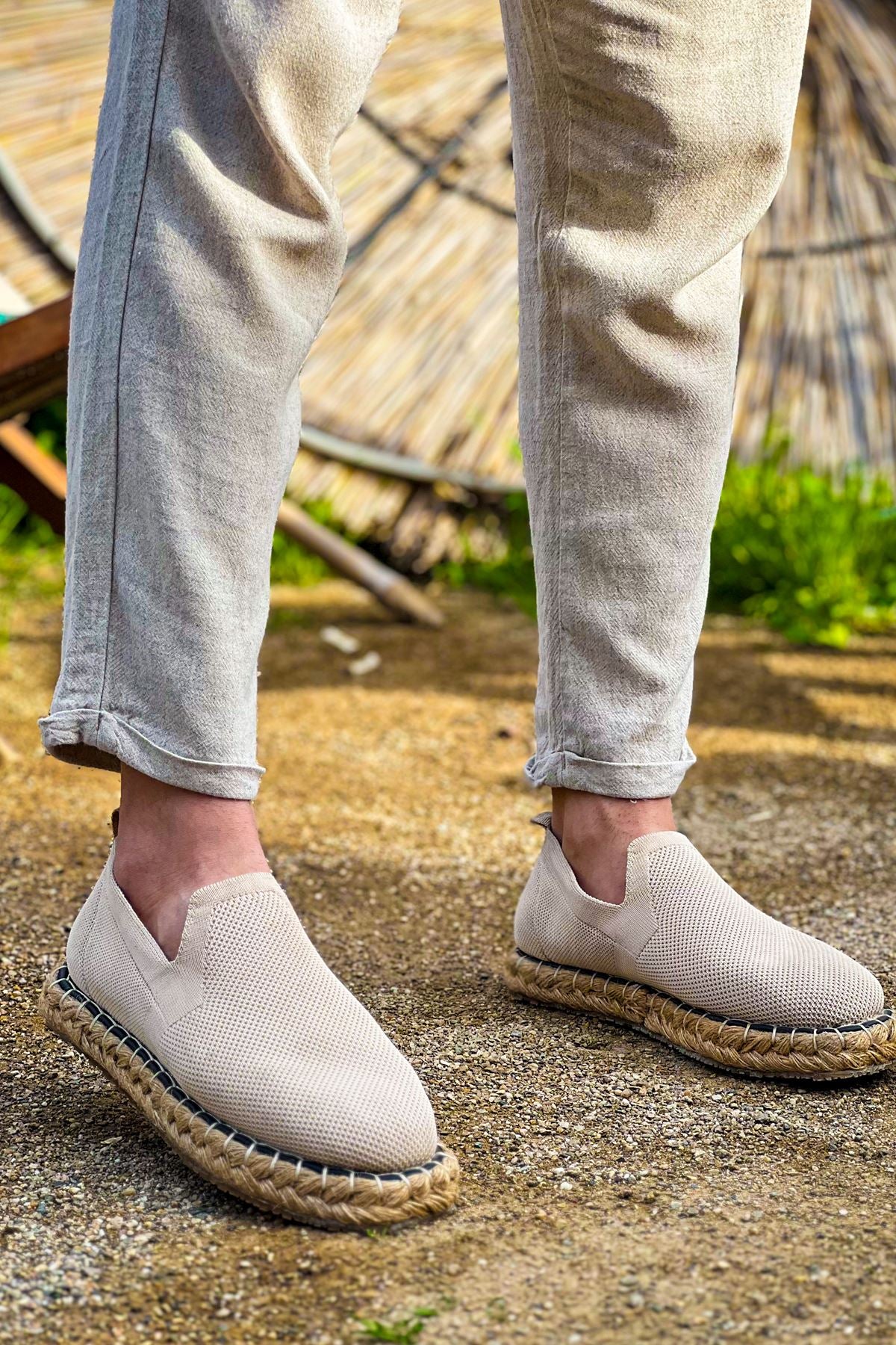 Madrid Premium Triko Erkek Espadril Bej