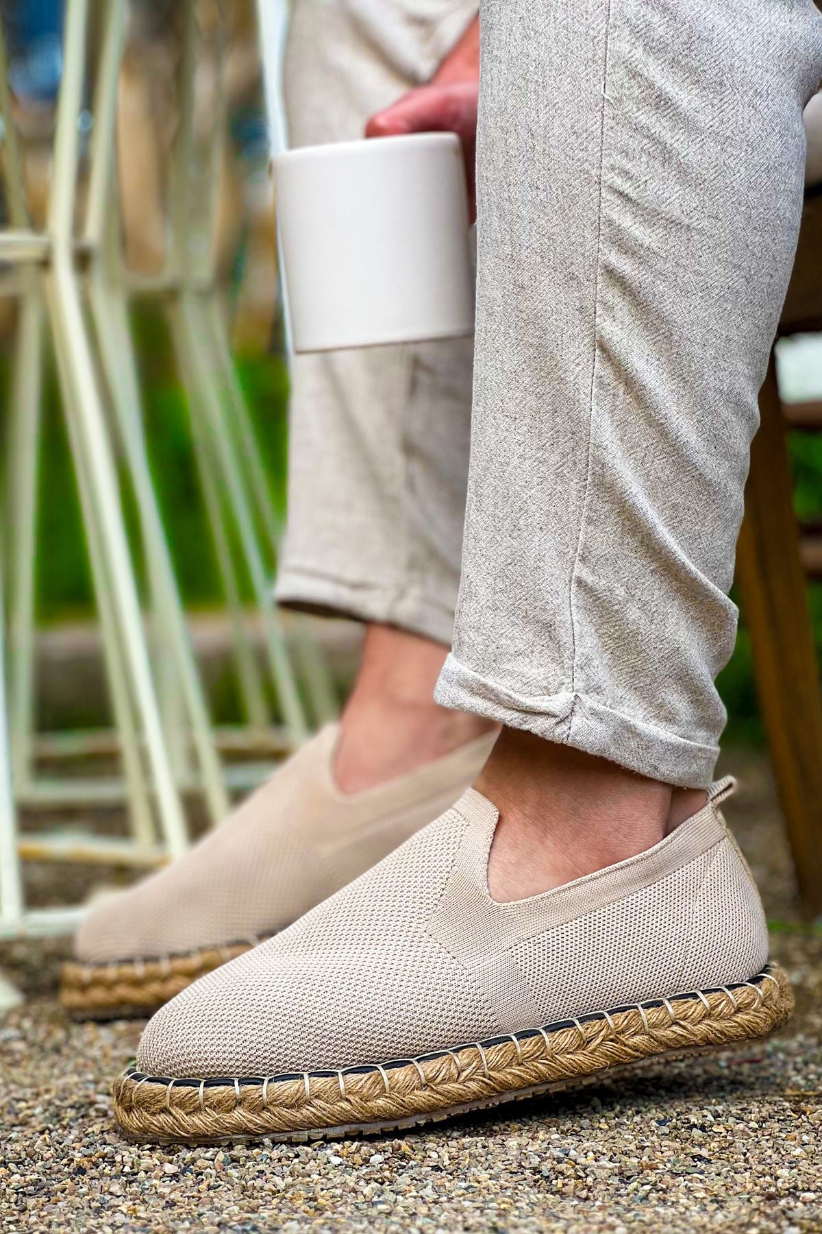 Madrid Premium Triko Erkek Espadril Bej
