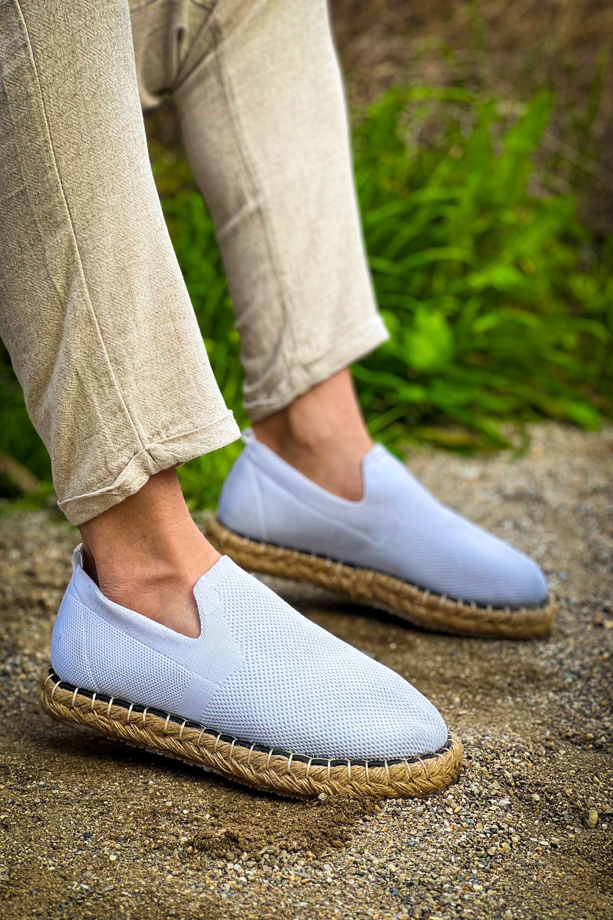 Madrid Premium Triko Erkek Espadril Beyaz