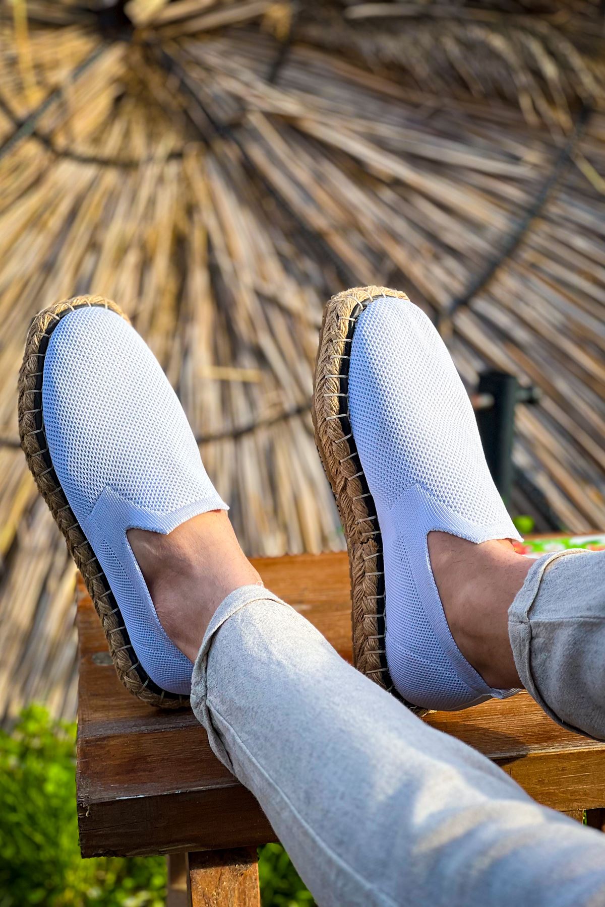 Madrid Premium Triko Erkek Espadril Beyaz