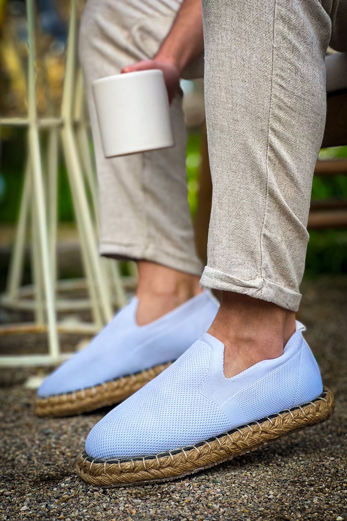 Madrid Premium Triko Erkek Espadril Beyaz