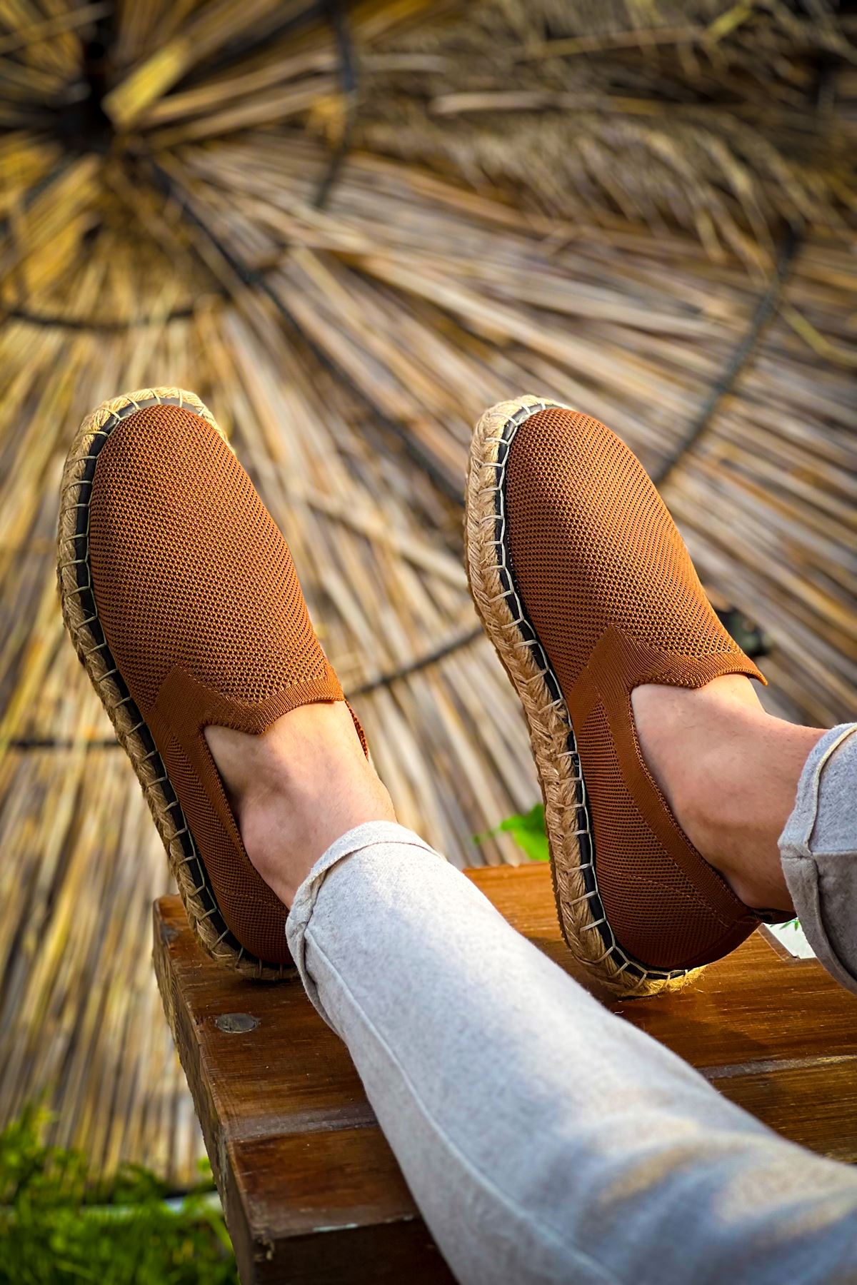 Madrid Premium Triko Erkek Espadril Kahve