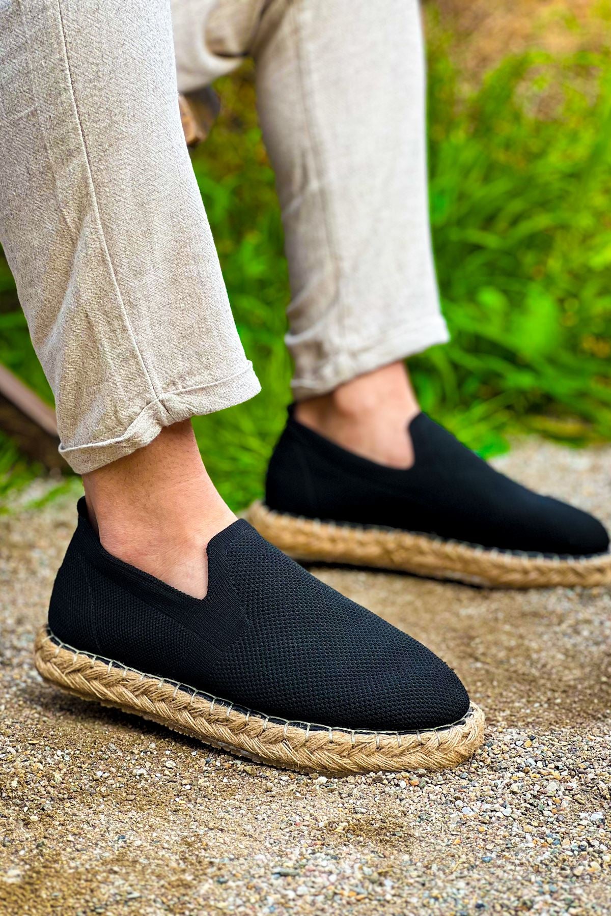 Madrid Premium Triko Erkek Espadril Siyah