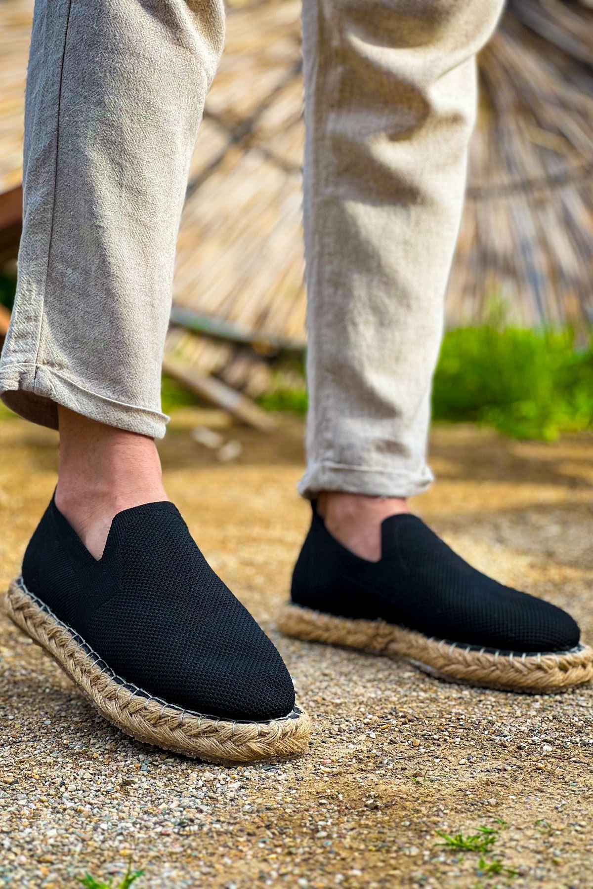 Madrid Premium Triko Erkek Espadril Siyah