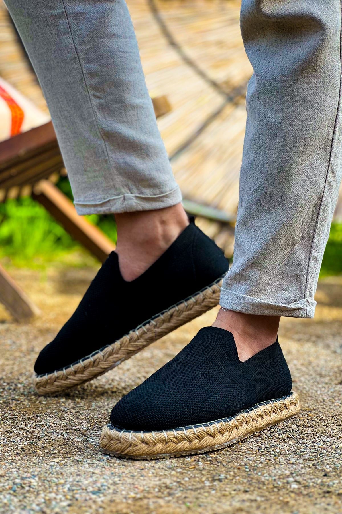 Madrid Premium Triko Erkek Espadril Siyah