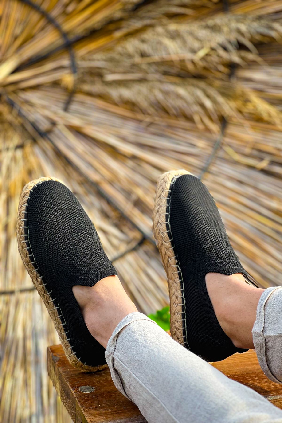 Madrid Premium Triko Erkek Espadril Siyah