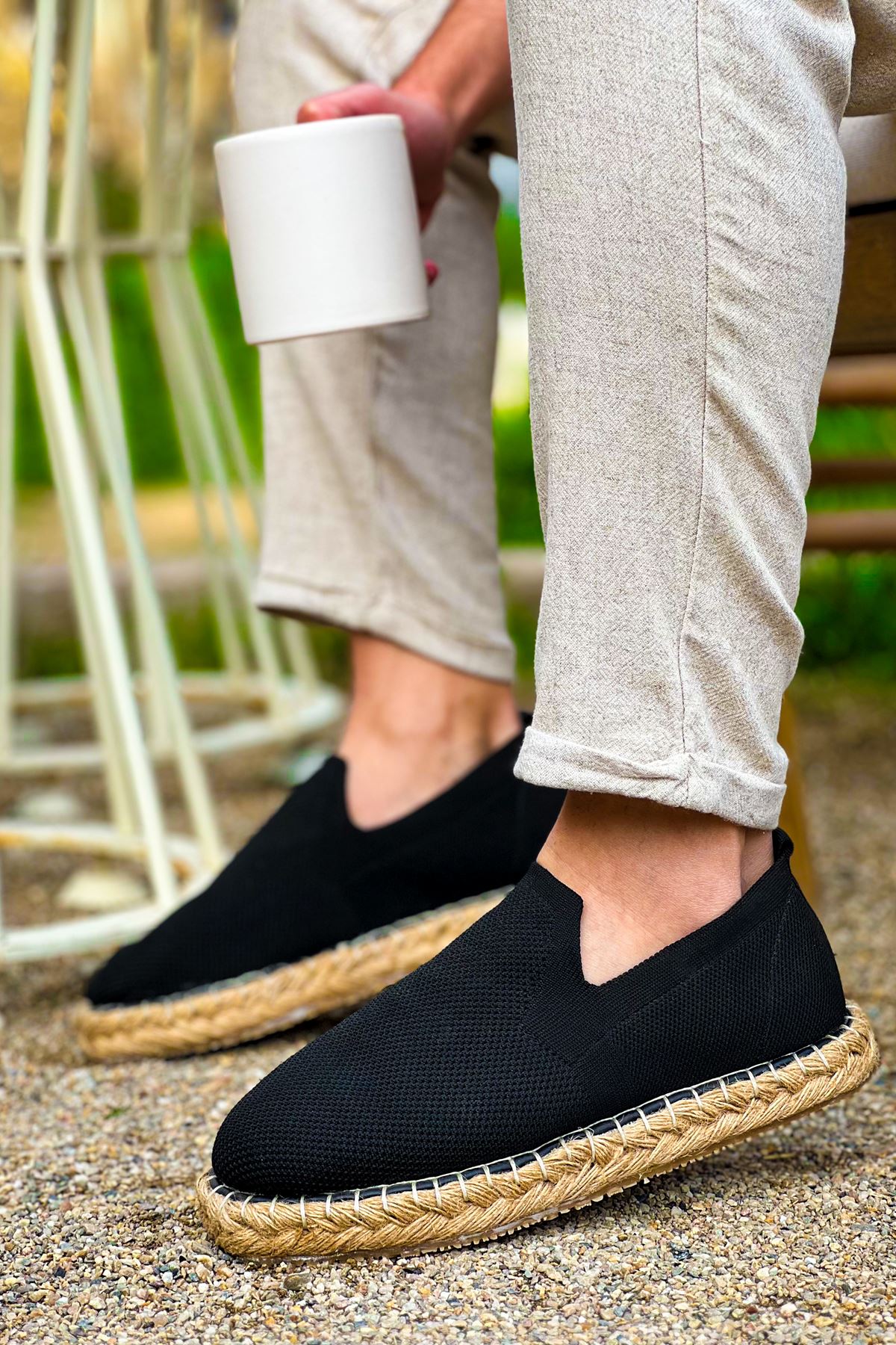 Madrid Premium Triko Erkek Espadril Siyah