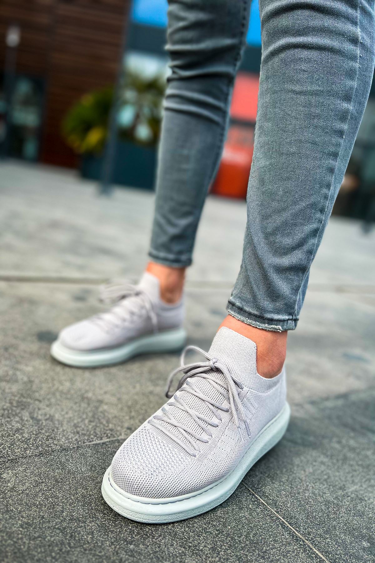 Tricot Premium Ortopedik Rahat Erkek Ayakkabı Gri