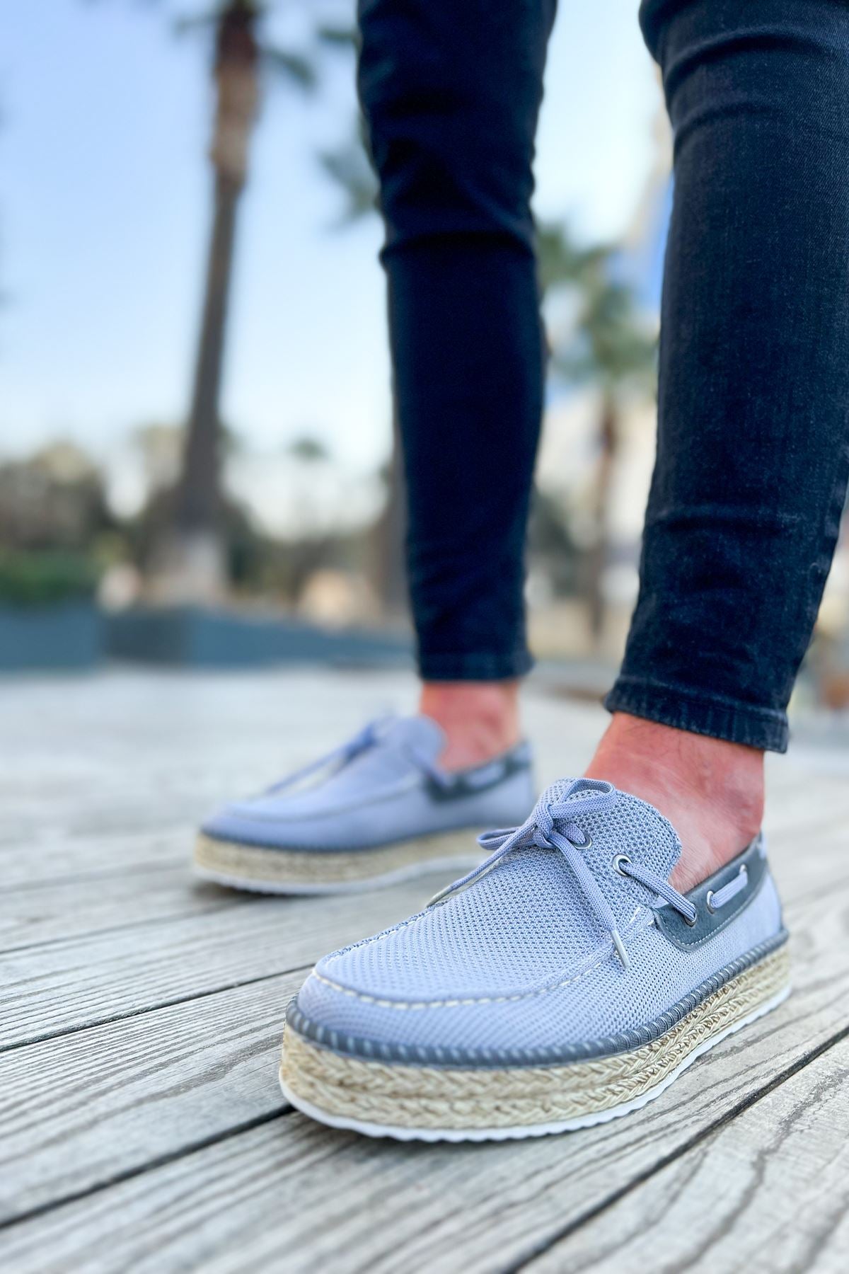Esto Espadril Günlük Bağcıklı Erkek Espadril Antrasit