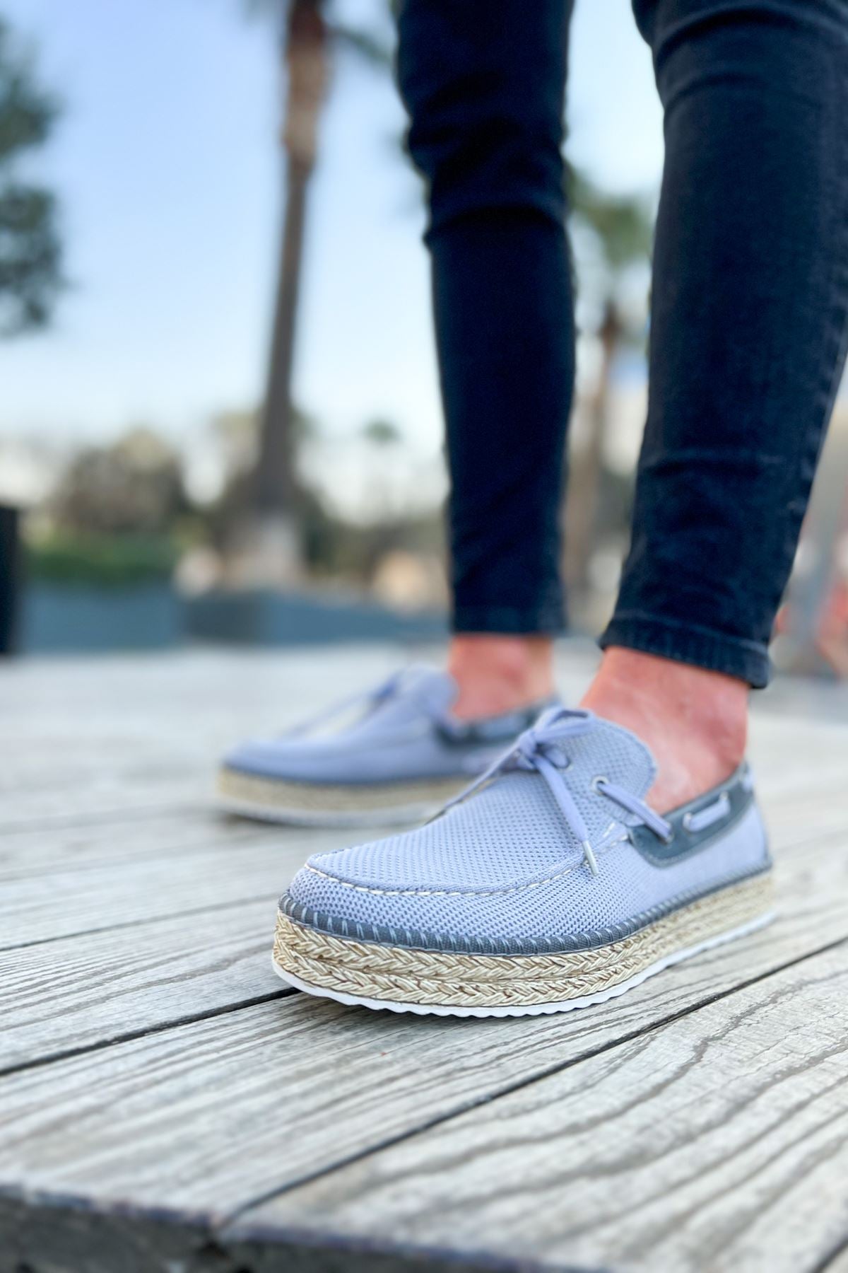 Esto Espadril Günlük Bağcıklı Erkek Espadril Antrasit
