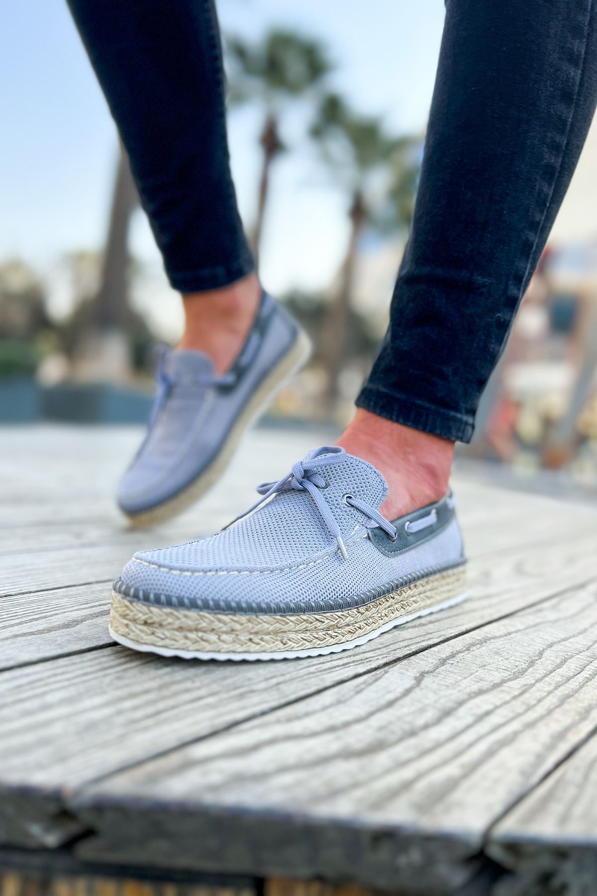 Esto Espadril Günlük Bağcıklı Erkek Espadril Antrasit