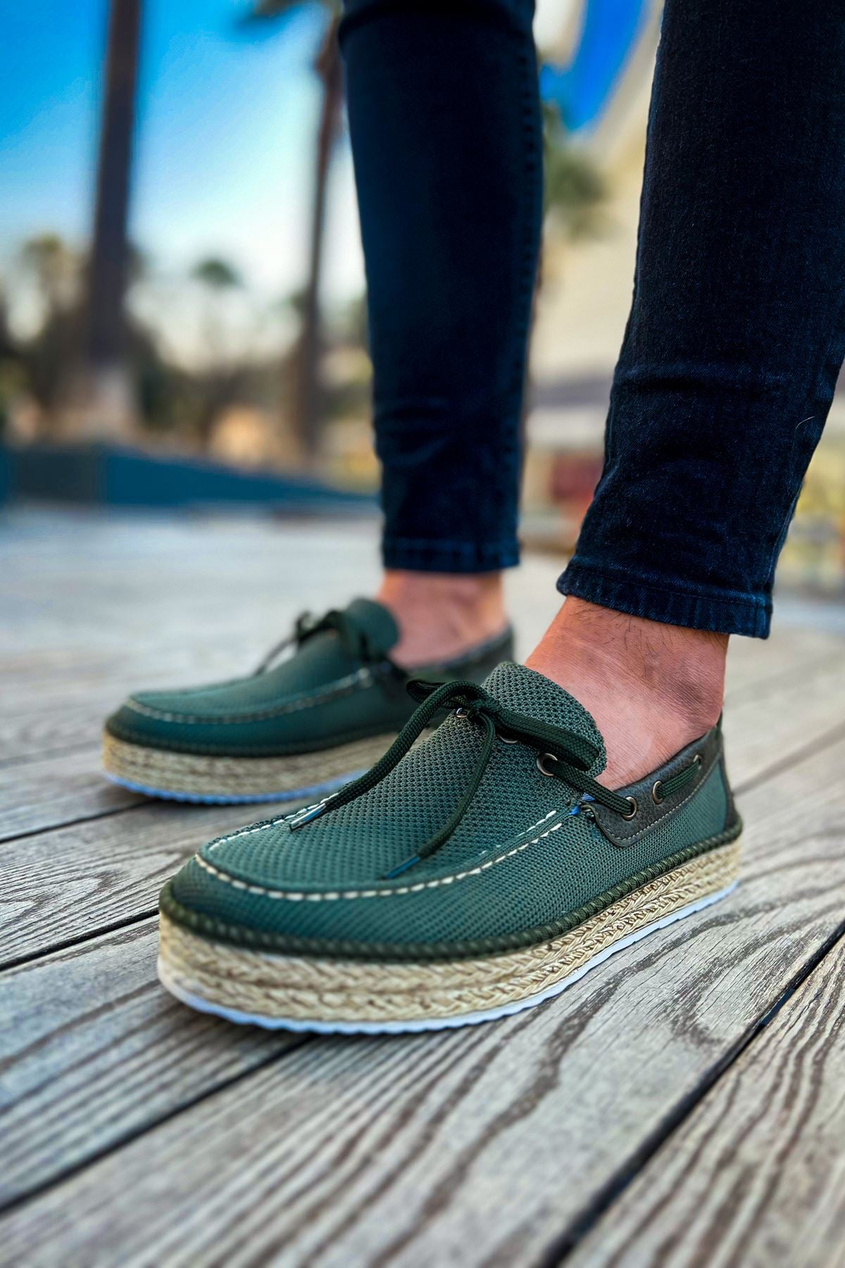 Esto Espadril Günlük Bağcıklı Erkek Espadril Haki