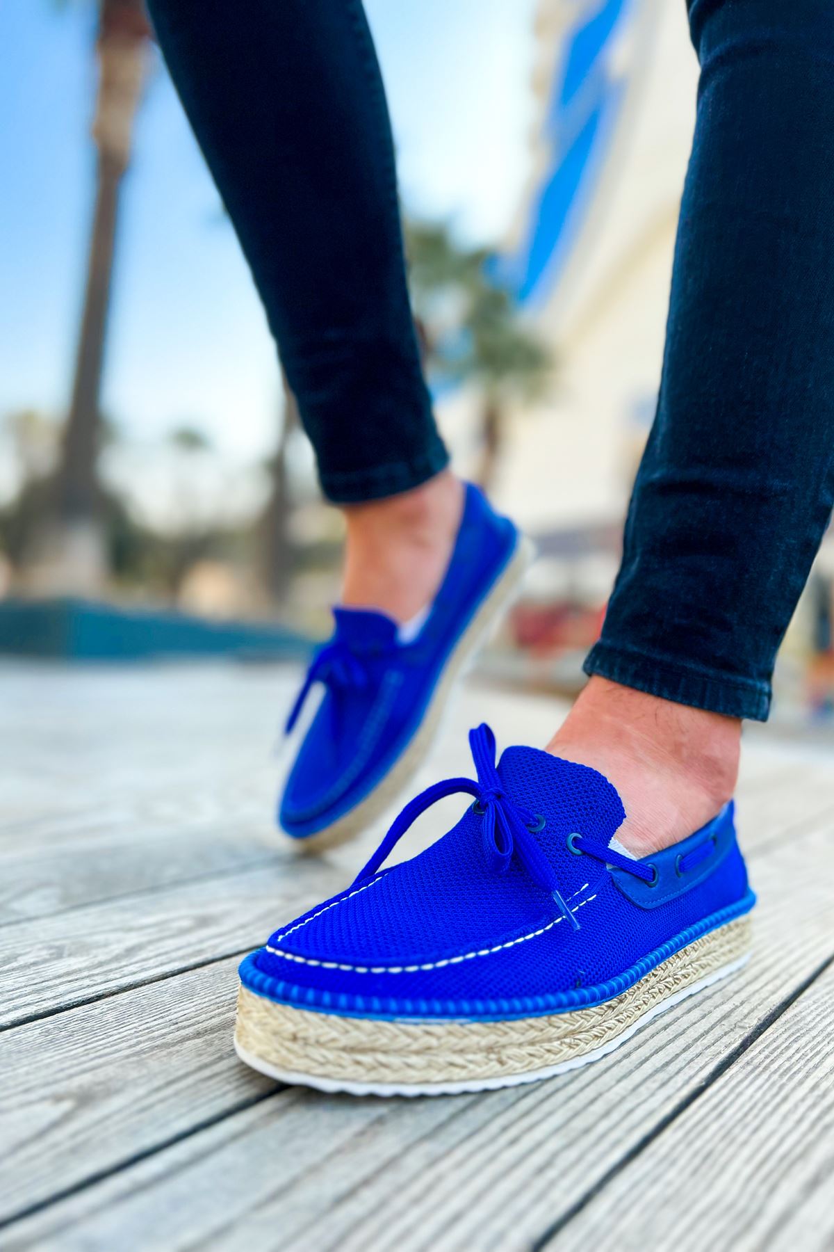 Esto Espadril Günlük Bağcıklı Erkek Espadril Mavi