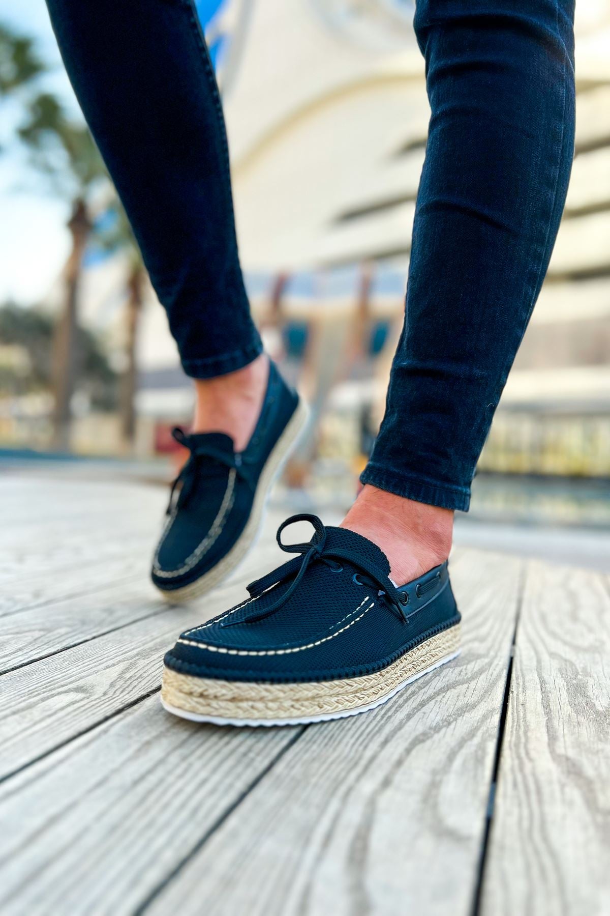 Esto Espadril Günlük Bağcıklı Erkek Espadril Siyah