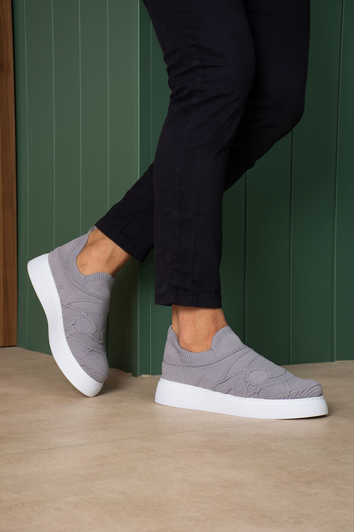 Craig Triko Yüksek Kalite Bağcıksız Slip-On Rahat Erkek Spor Ayakkabı Antrasit