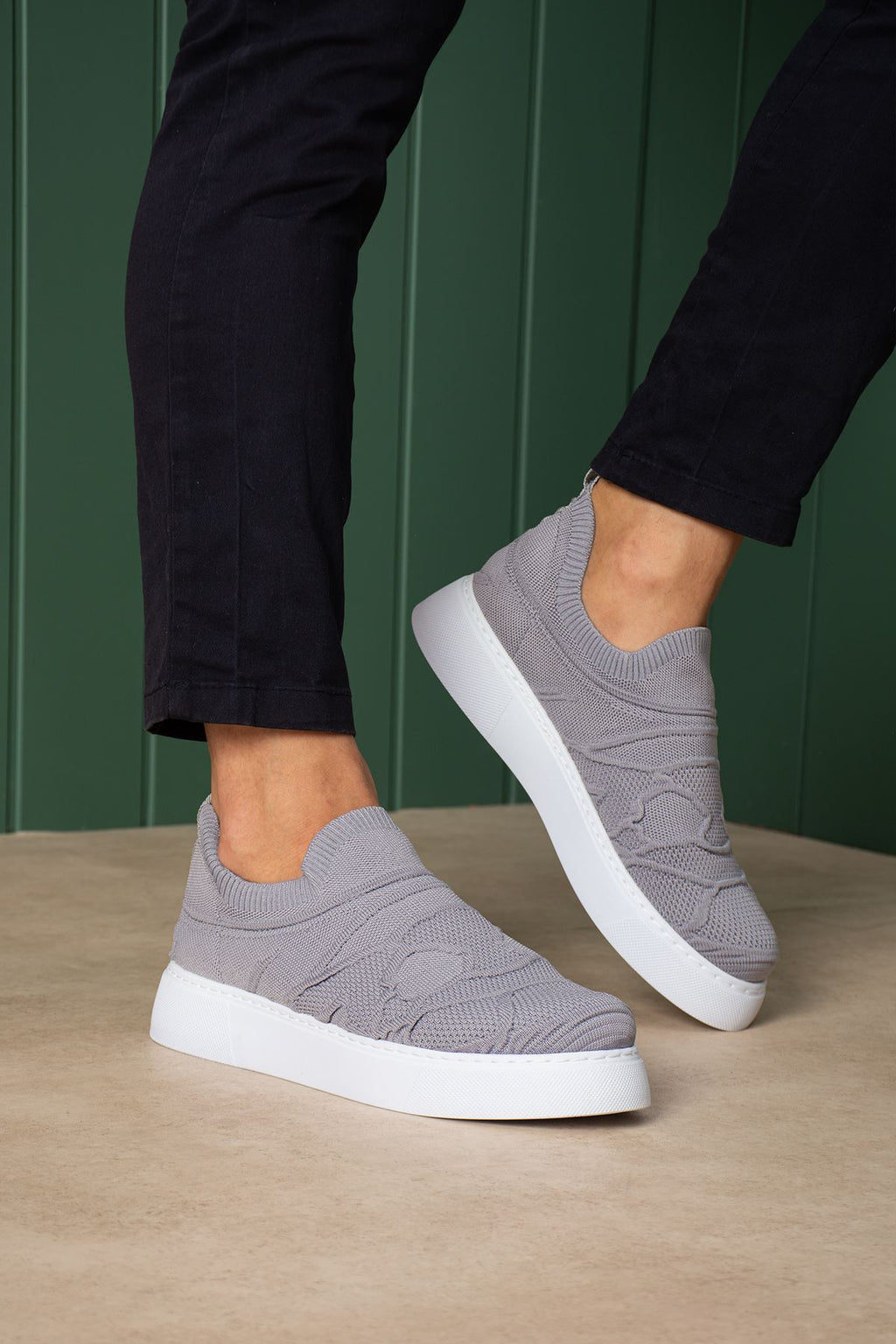 Craig Triko Yüksek Kalite Bağcıksız Slip-On Rahat Erkek Spor Ayakkabı Antrasit