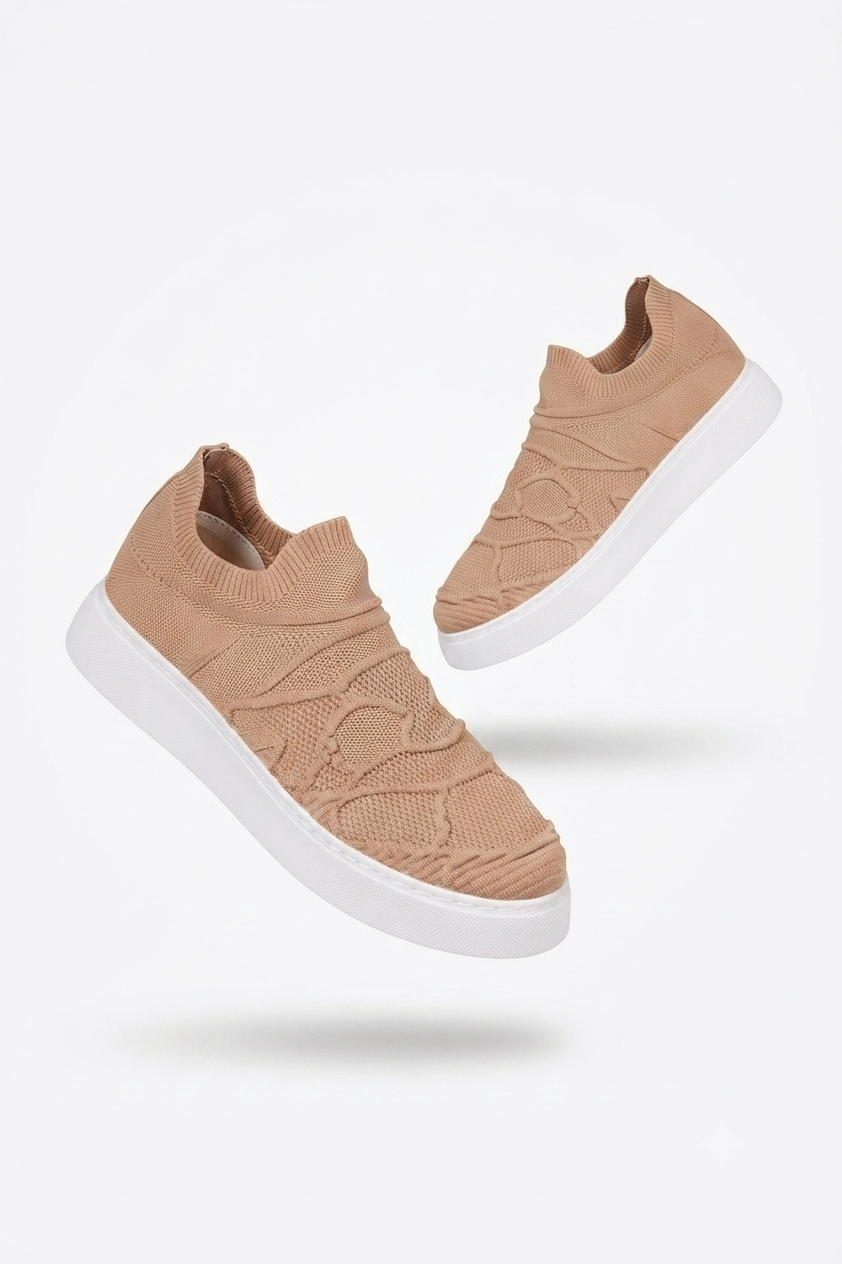Craig Triko Yüksek Kalite Bağcıksız Slip-On Rahat Erkek Spor Ayakkabı Taba