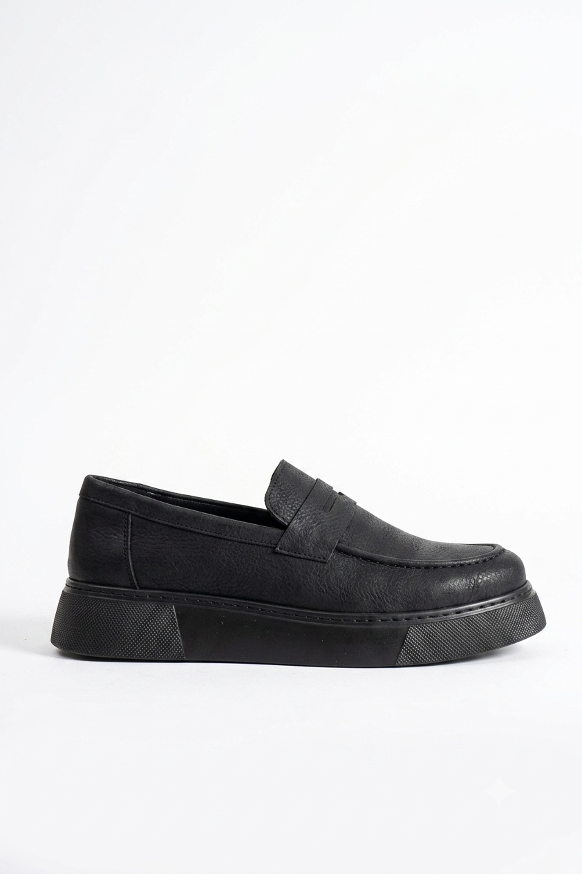 ZRC421 - Yüksek Kalite Günlük Bağcıksız Erkek Loafer Siyah