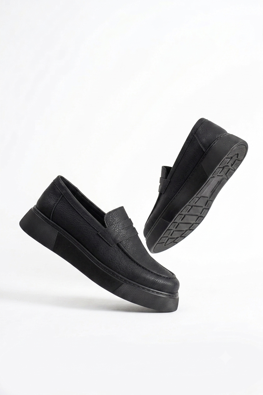 ZRC421 - Yüksek Kalite Günlük Bağcıksız Erkek Loafer Siyah