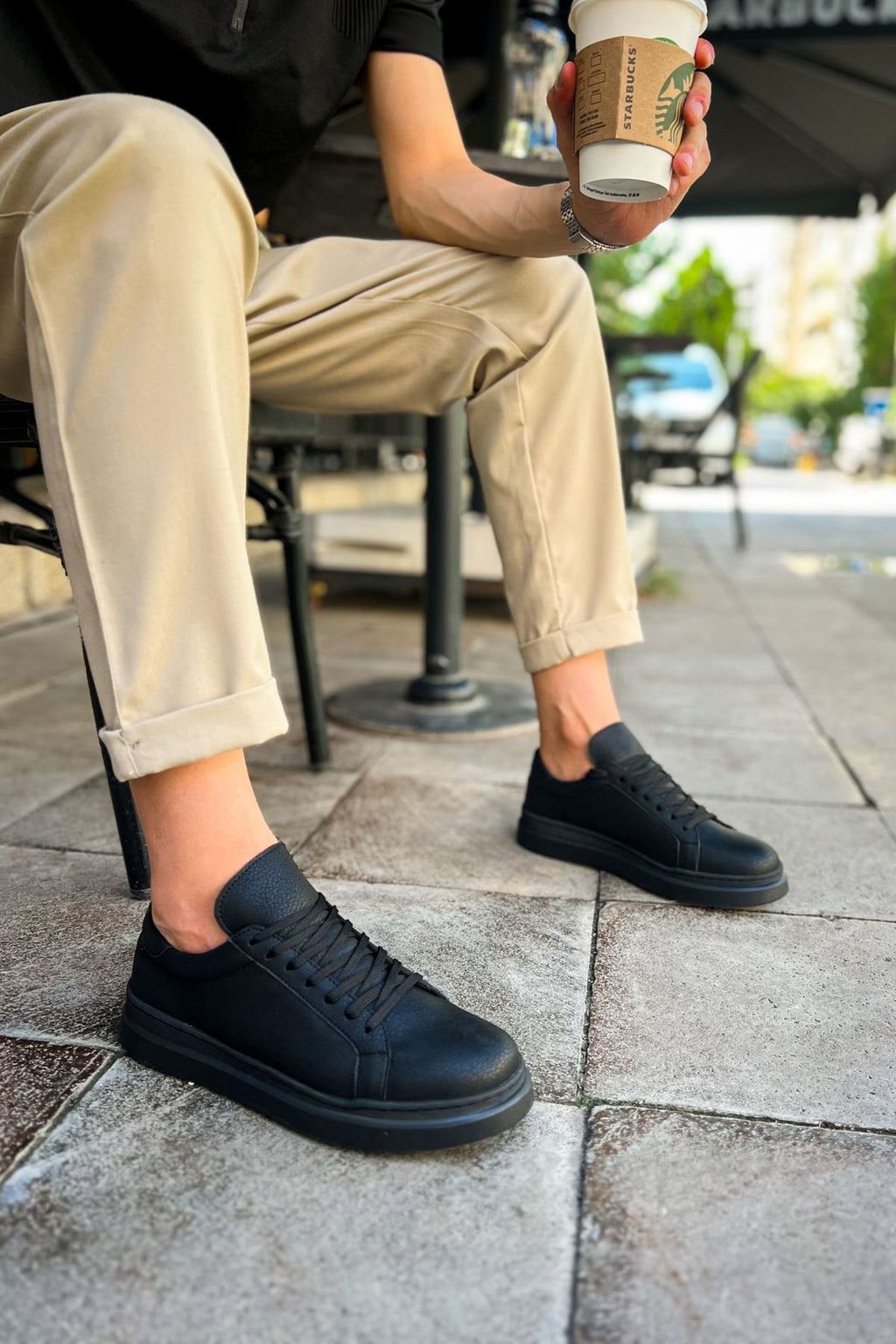 Santoni Kaliteli Şık Erkek Spor Ayakkabı Siyah