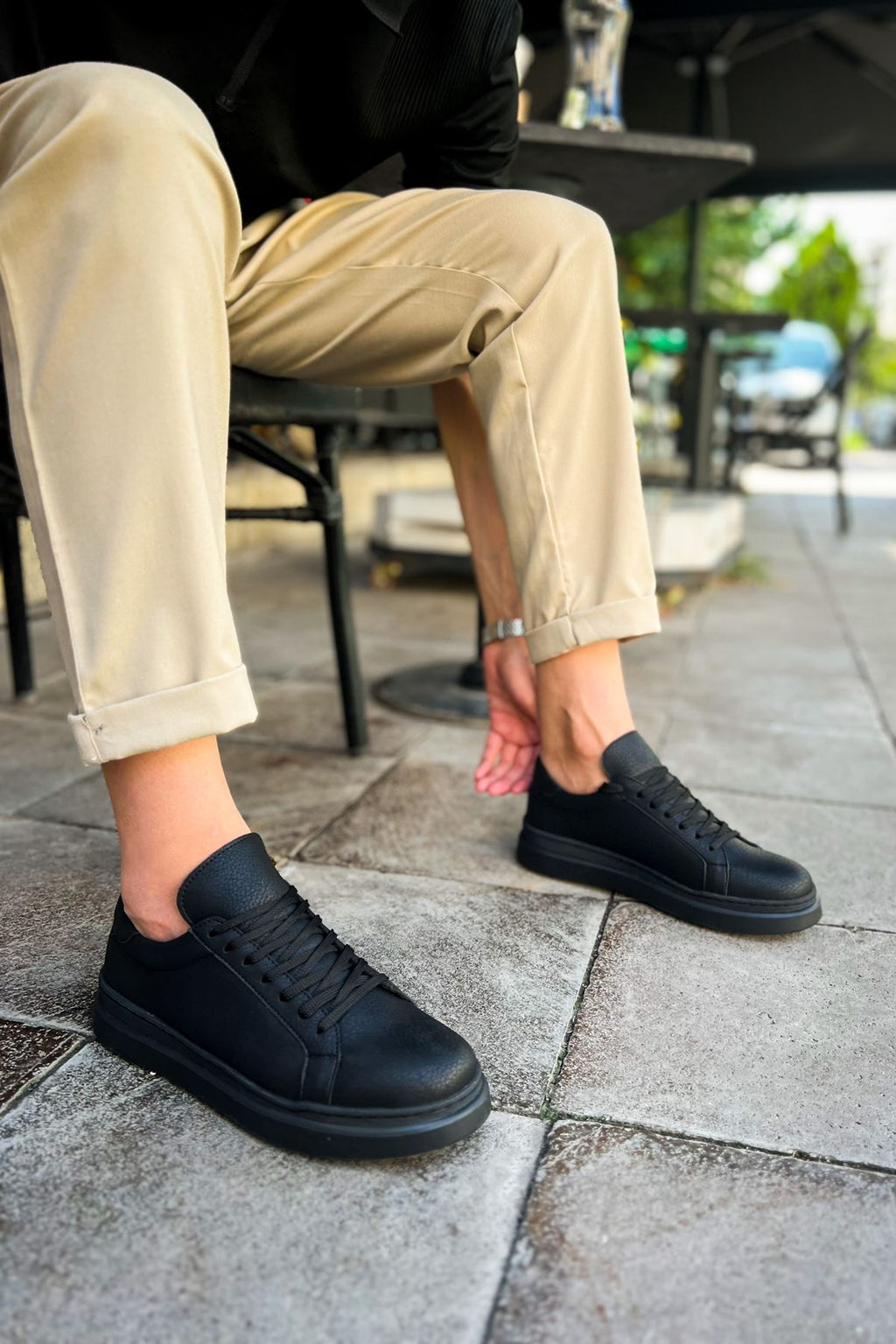 Santoni Kaliteli Şık Erkek Spor Ayakkabı Siyah