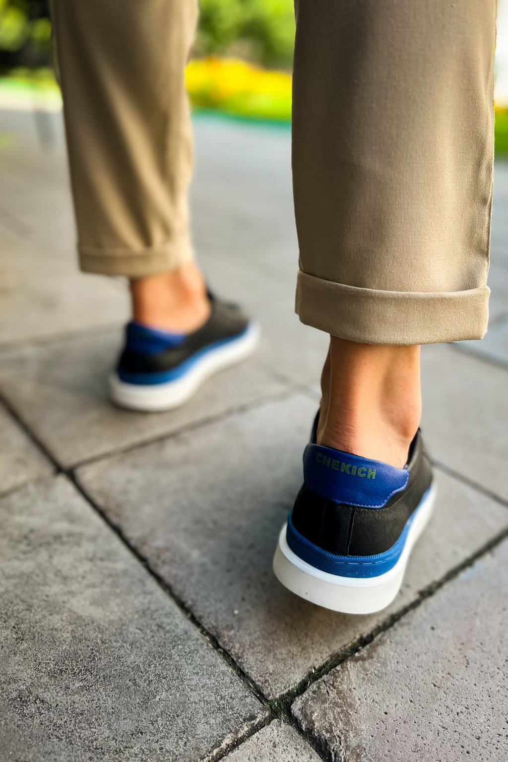 Santoni Kaliteli Şık Erkek Spor Ayakkabı Siyah-Mavi