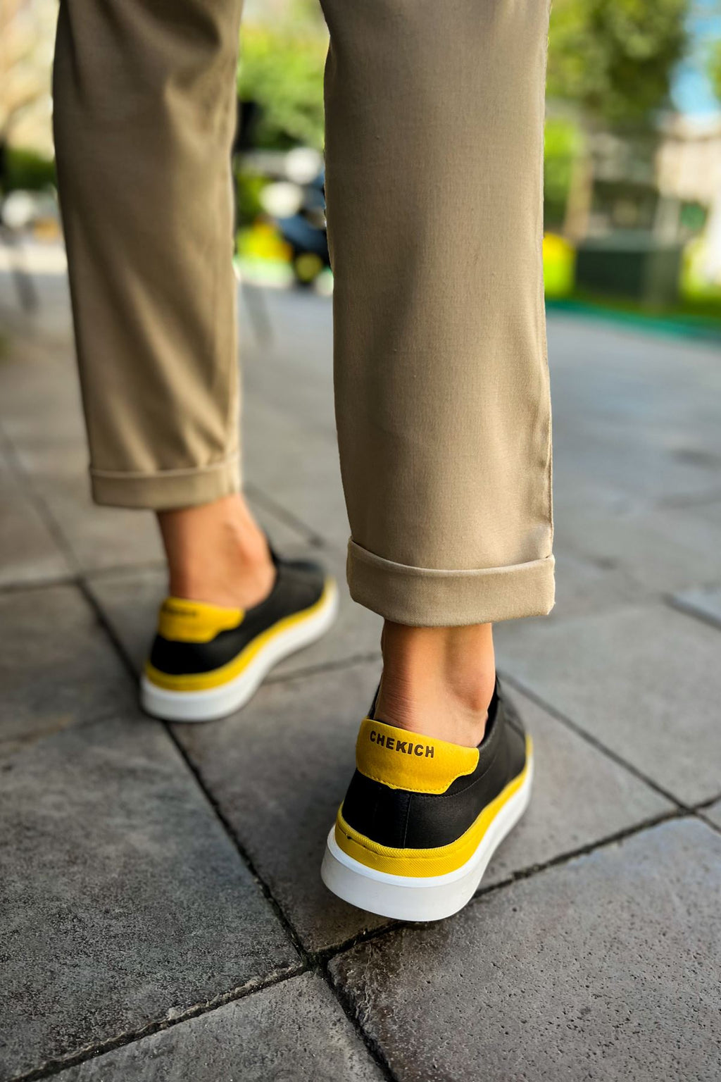 Santoni Kaliteli Şık Erkek Spor Ayakkabı Siyah-Sarı