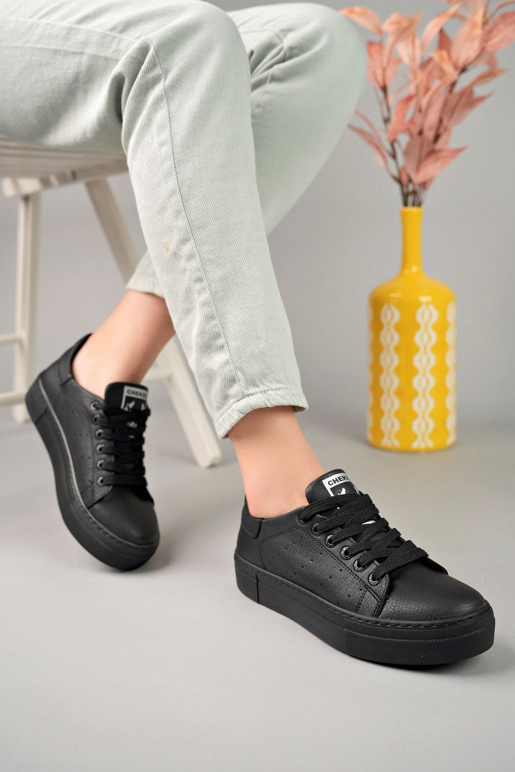 Tennis Premium Bağcıklı Ortopedik Erkek Sneaker Siyah