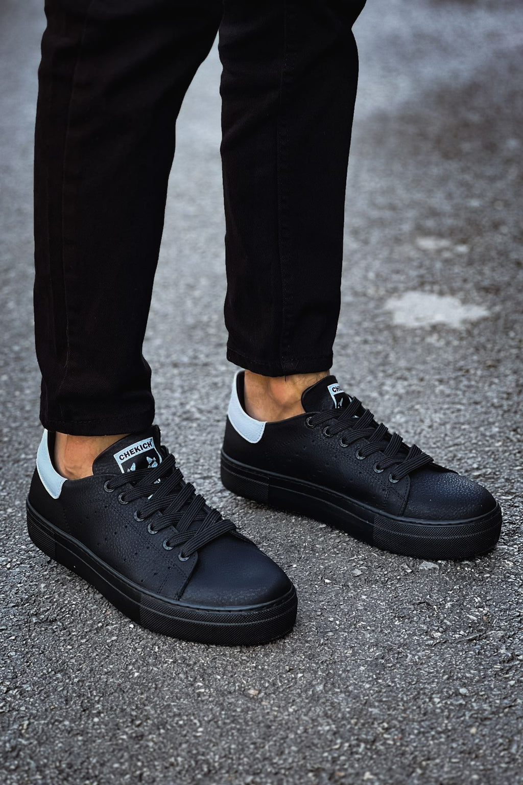 Tennis Premium Bağcıklı Ortopedik Erkek Sneaker Siyah Beyaz