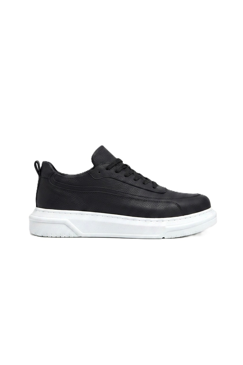 Prevos Yüksek Kalite Kalın Taban Erkek Sneaker Siyah Beyaz