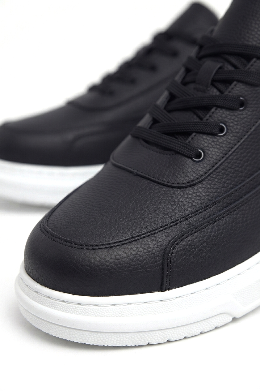 Prevos Yüksek Kalite Kalın Taban Erkek Sneaker Siyah Beyaz