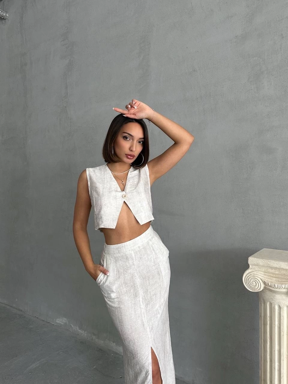 Strawberry Suit Skirt Vest White
