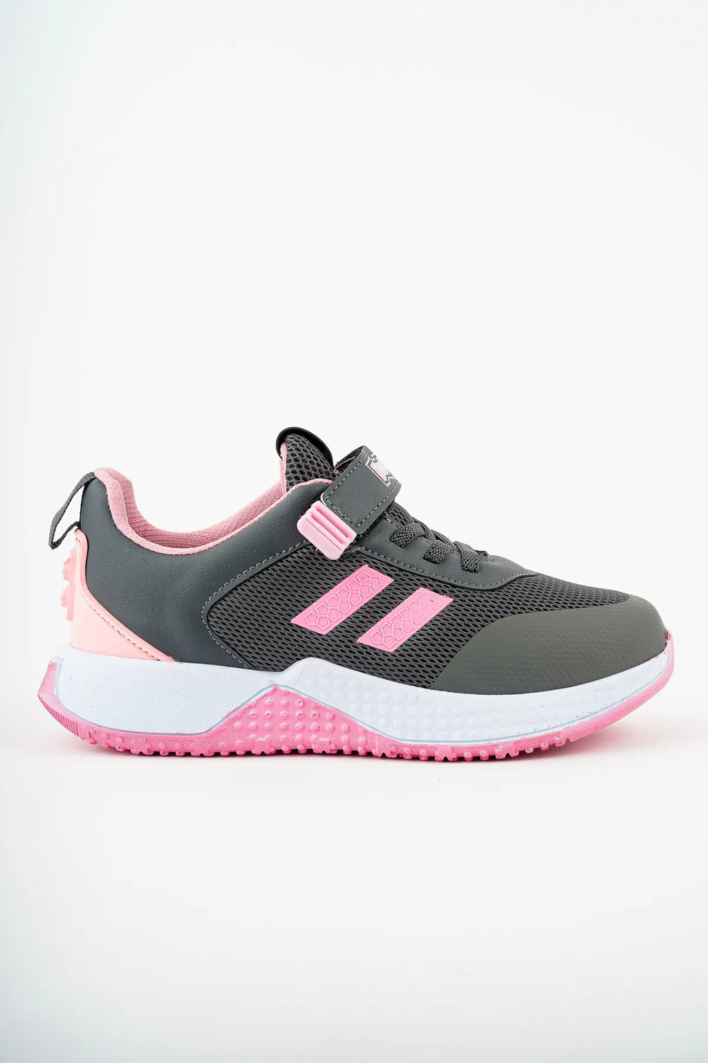 Tomkids Velcro Black Smoke Pink Girls Sports Shoes 