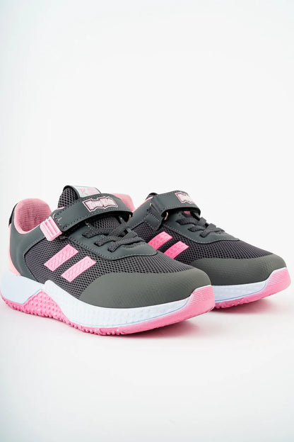 Tomkids  Cırtlı Siyah Füme Pembe Kız Çocuk Spor Ayakkabı