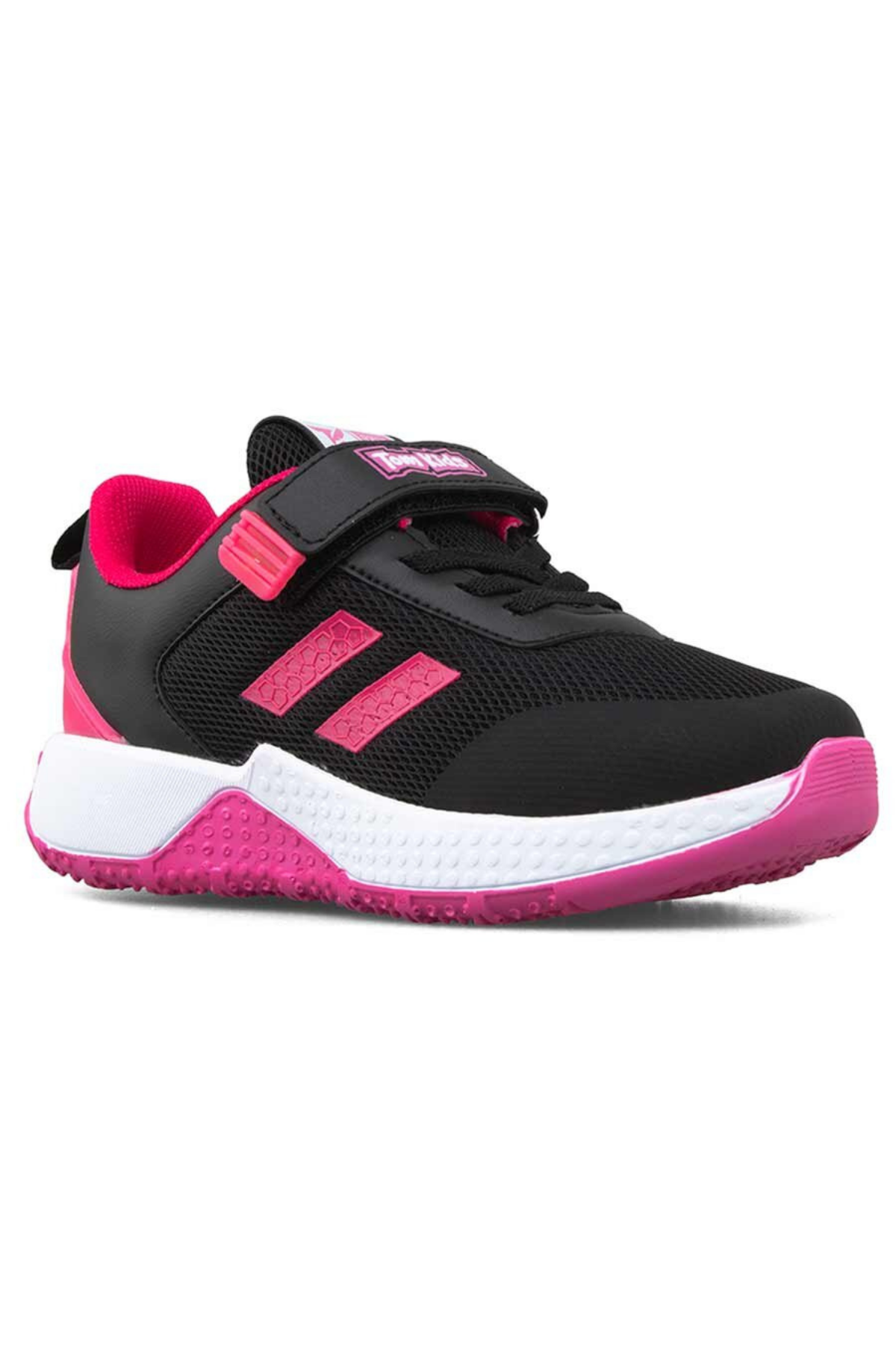Tomkids  Cırtlı Siyah Fuşya Kız Çocuk Spor Ayakkabı