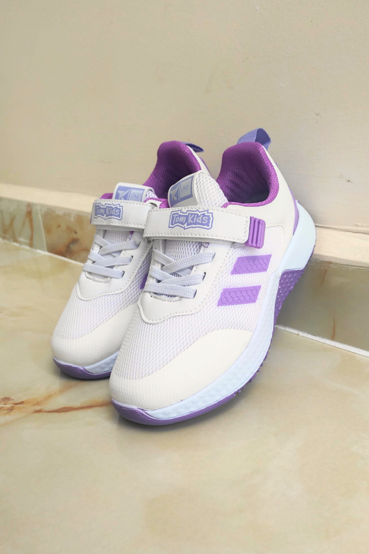 Tomkids  Cırtlı Siyah Lila Kız Çocuk Spor Ayakkabı