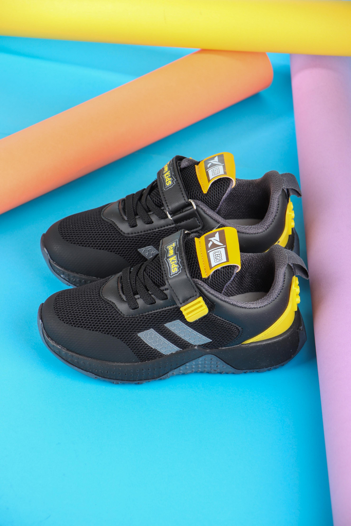 Tomkids Cırtlı Siyah Sarı Erkek Çocuk Spor Ayakkabı