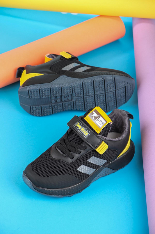Tomkids Cırtlı Siyah Sarı Erkek Çocuk Spor Ayakkabı