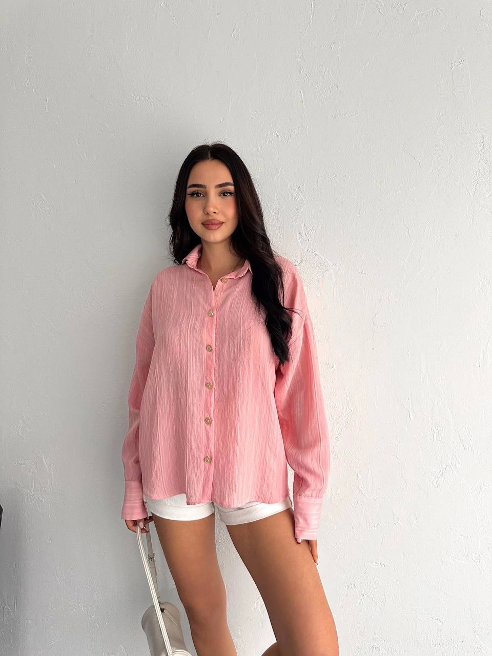 Çizgili Oversize Gömlek Pembe