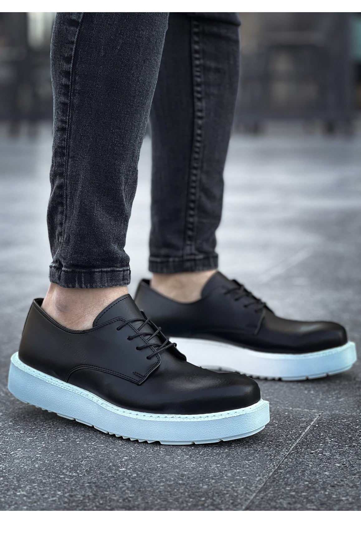 Classic Lace Yüksek Kalite Günlük Bağcıklı Erkek Klasik Ayakkabı Siyah Beyaz