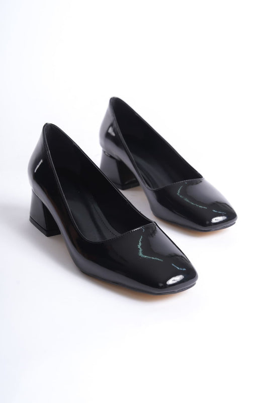 Clay Premium Siyah Rugan Kadın Topuklu Stiletto