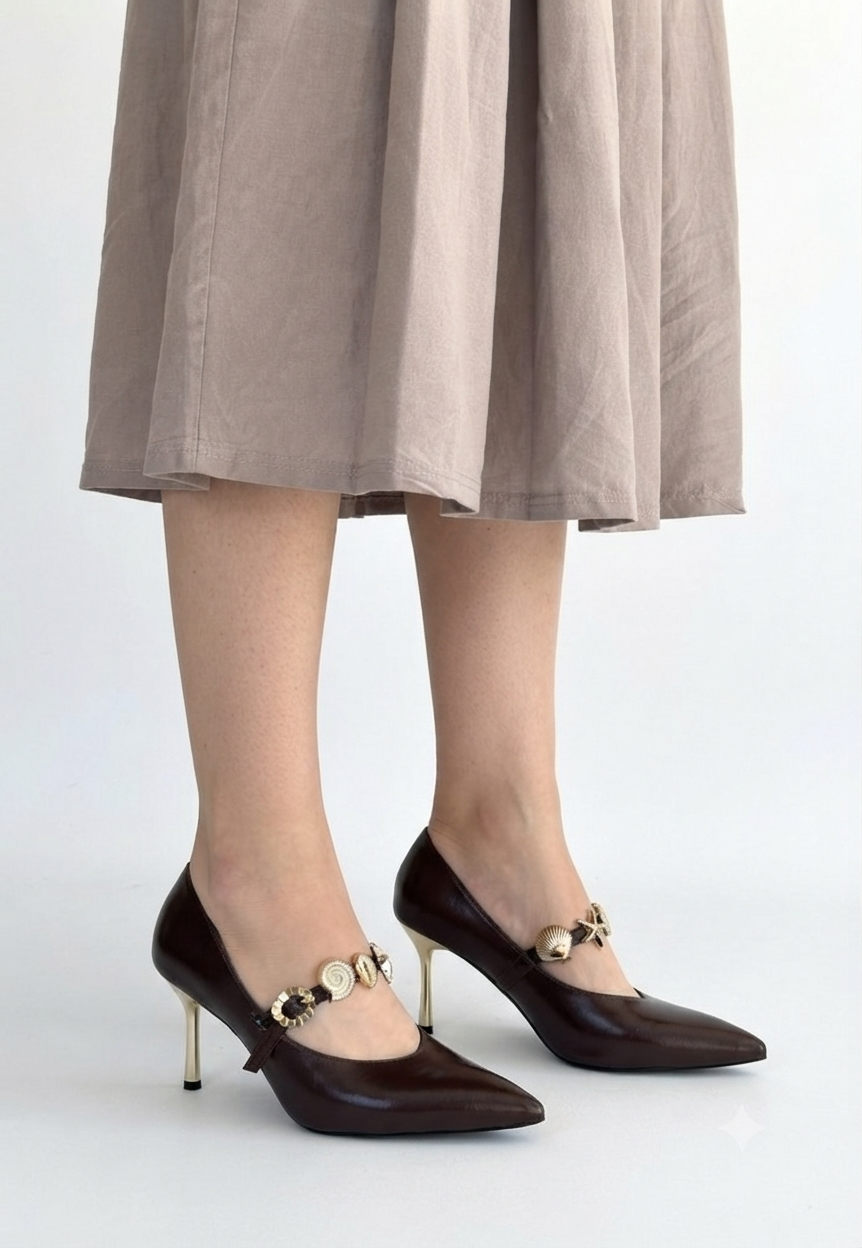 Conne Siyah İnce Topuklu Sivri Burunlu Stiletto Ayakkabı 8 cm