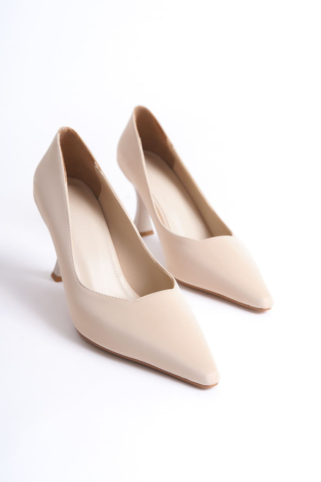 Cordelia Premium Bej Saten Stiletto 7 cm